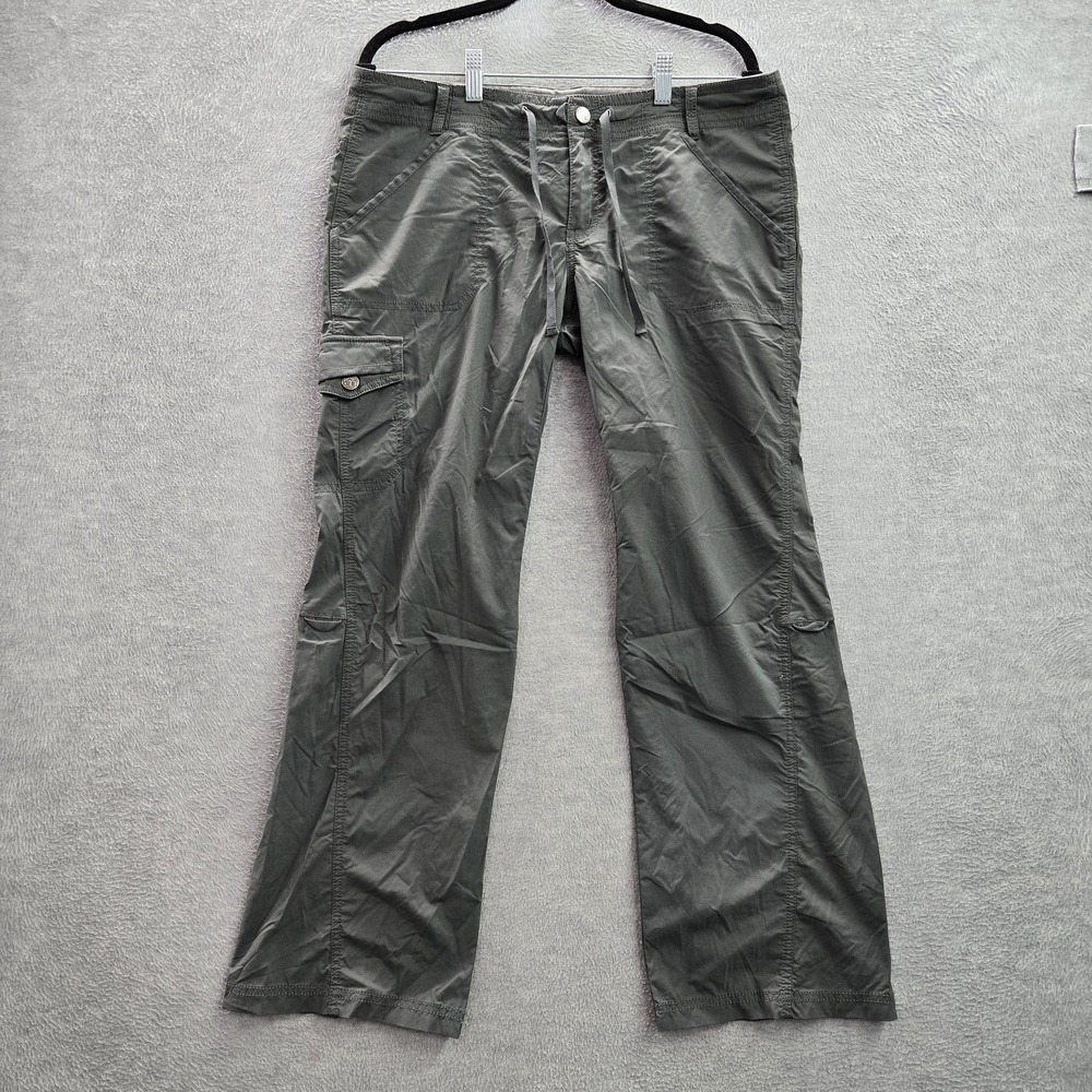 REI Women Pants 12 PETITE Gray Nylon Spandex Cargo Button 28" Inseam READ